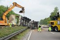 LKW umgestuerzt A 1 Rich Saarbruecken P165